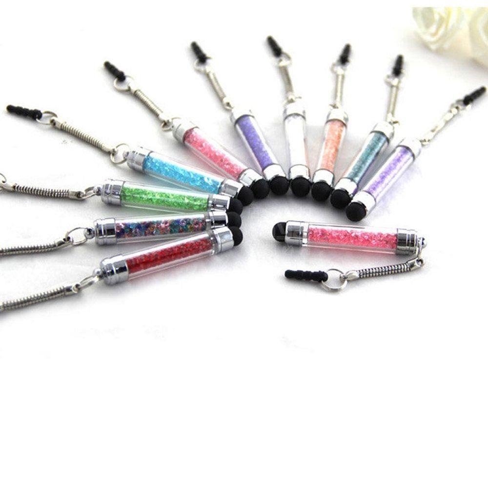 Алмазный кристаллический стилус для сенсорного экрана, стилус 3,5 мм, пылезащитная заглушка 2 в 1 для iPhone, планшетов, телефонов Android, стилусы