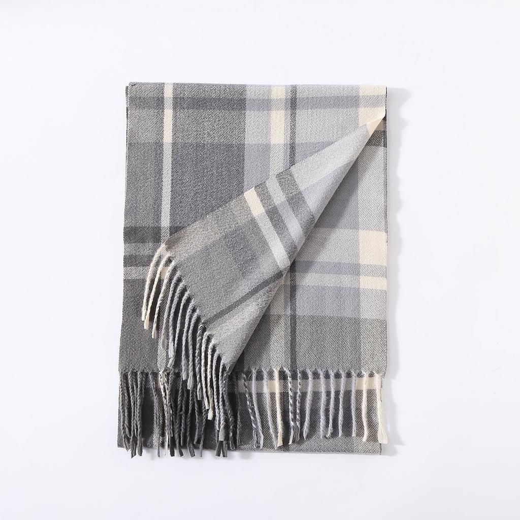 Autumn And Winter New Men'S Scarf Black And White British Style Imitation Cashmere Versatile Shawl Warm Double-Sided Scarf