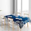 Festive Blue Tablecloth With White Snowflake Design For Dining Room Decorations Reusable Linen Christmas Party Decoration Cover