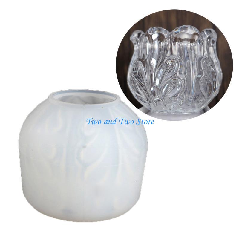 HX6F Handmade Glazed Cup Resin Casting Mold Glazed Rose Flower Glass Tumbler Mold Holder Silicone Mold Art Crafts Tool