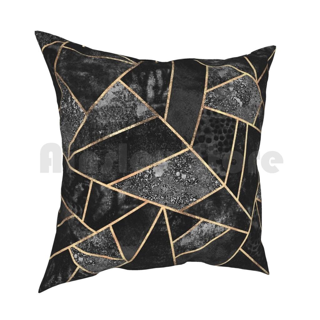 Black Stone Pillow Case Printed Home Soft Throw Pillow Graphic Pattern Abstract Black Lines Modern Geometric Geometric