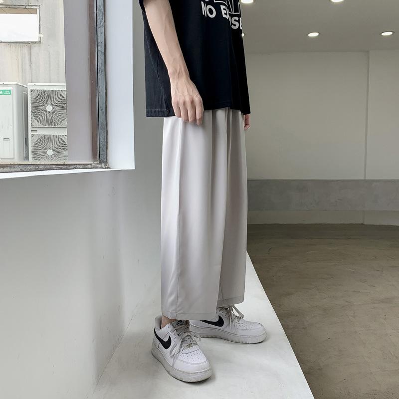 Широкие брюки, мужские летние тонкие мужские брюки, прямые спортивные брюки, повседневные брюки с девятью точками, стиль Харадзюку, корейский тренд