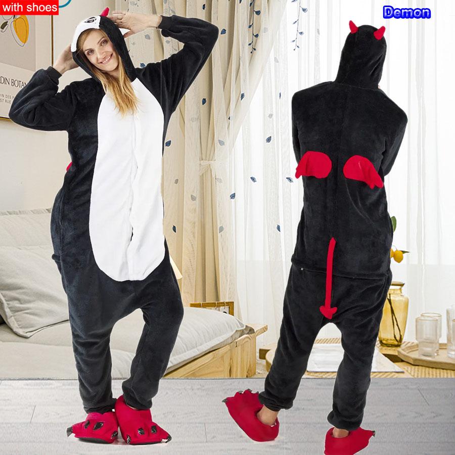 Мужчины Женщины Кигуруми Onesie Пижамы Унисекс Животное Косплей Олень Сова Волк Единорог Акула Костюм Пижамы Комбинезон Для Хэллоуина Вечеринка С обувью
