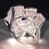 Xiaomi Huitan Full Bright CZ Women Ring Blue Flower Shaped Wedding Party Fresh Style Anniversary Trendy Accessories Luxury Jewelry Gift