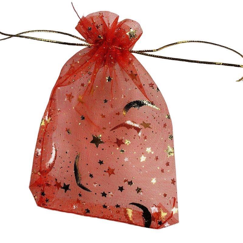100PCS Stars & Moon Design Organza Sheer Gauze Element Jewelry Bags Tulle Fabric Wedding Gift Bags Sachet OrganzaGift Bag