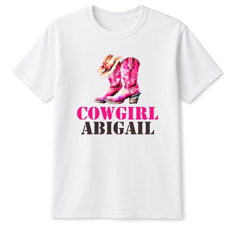 Personalised Cowgirl Pink Boots Hat Kids TShirt Western Wild West Childrens Tee