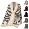 Women's Fashion Striped Fringe Knitted Shawl Cape Cape All Over The Cape With Scarf Sweater