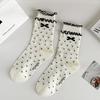 Ballet-style Bow Socks, Summer Mesh Perforated Breathable Women's Socks, White Dot Mid-calf Socks