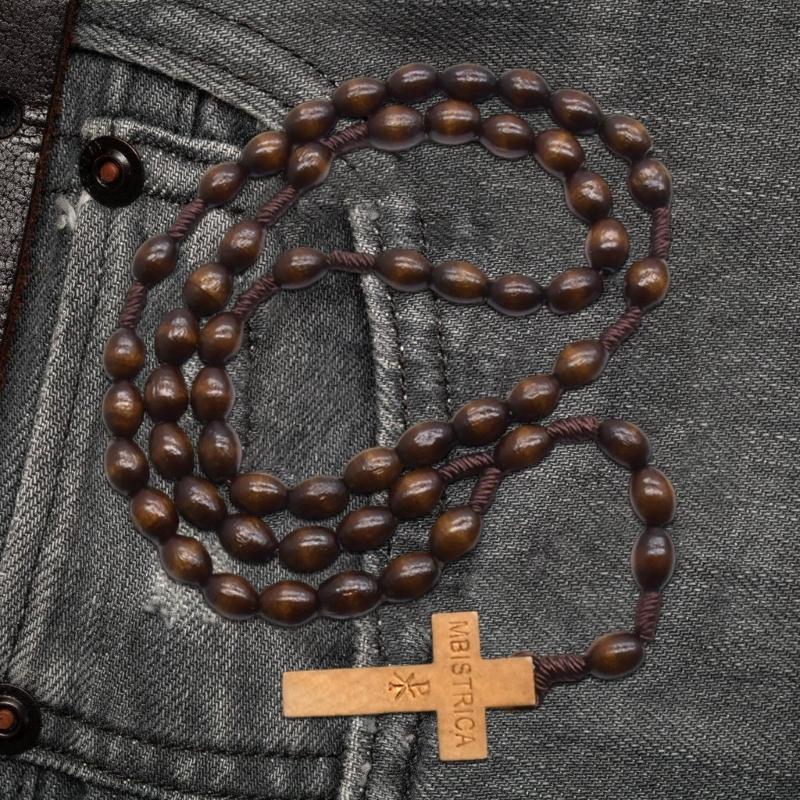 Элегантное ожерелье «Деревянные зерна», розарий с натуральными бусинами и распятием, духовное украшение для молитв и медитаций