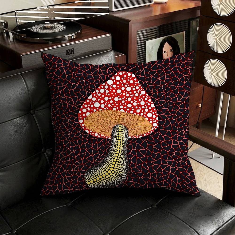 YYayoi Art KKusama Pillow Case Square DoubleSided Printing Short Plush Sofa Cushion Cover Bedroom Bedside Pillow