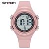 Sanda 6372 Brand Trendy Men Led Electron Watch Soft Tpu Strap Big Screen Led Digital Waterproof Alarm Clock Sports Men's Watches