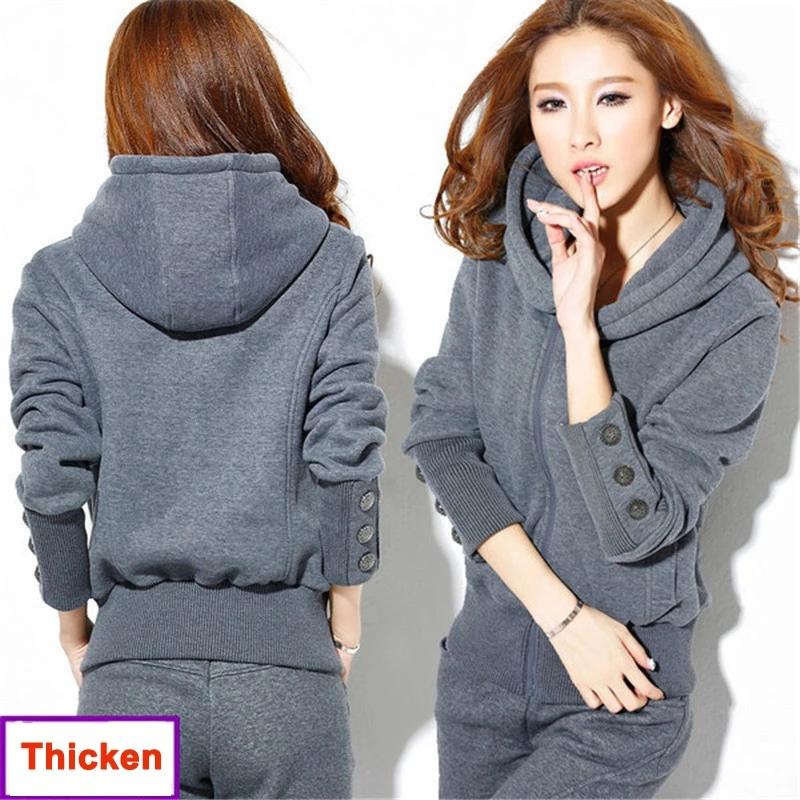 Winter Women Two Piece Set Tracksuit Sports Long Sleeve Sweatshirts Joggers Suits Running Set Workout Gym Sportswear Hoodie