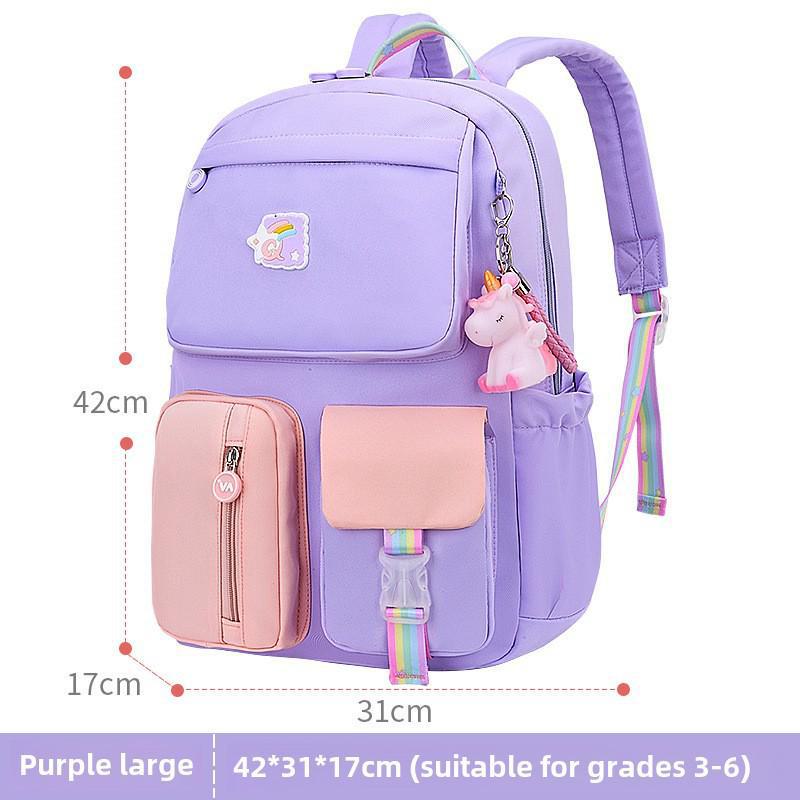 Princess-Inspired Lightweight Schoolbag for Elementary Girls, Grades 1-6, with Back Protection and Load Reduction