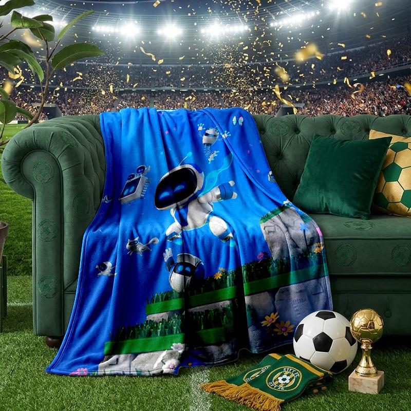 Space Adventure Robot Throws Blanket Flannel Blankets Plush for Couch Bed Gifts for Men Women Travel picnic blanket Christmas fan gifts