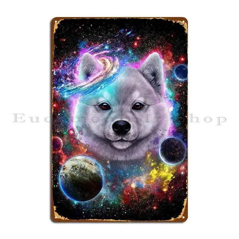 Akita Dog In Space Galaxy Metal Signs Garage Custom Wall Mural Wall Decor Wall Cave Tin Sign Poster