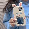 Ins Korean Cute 3d Cartoon Bunny Ears Make Up Mirror Phone Case For Iphone 14 13 12 11 Pro Max Silicone Protective Soft Cover