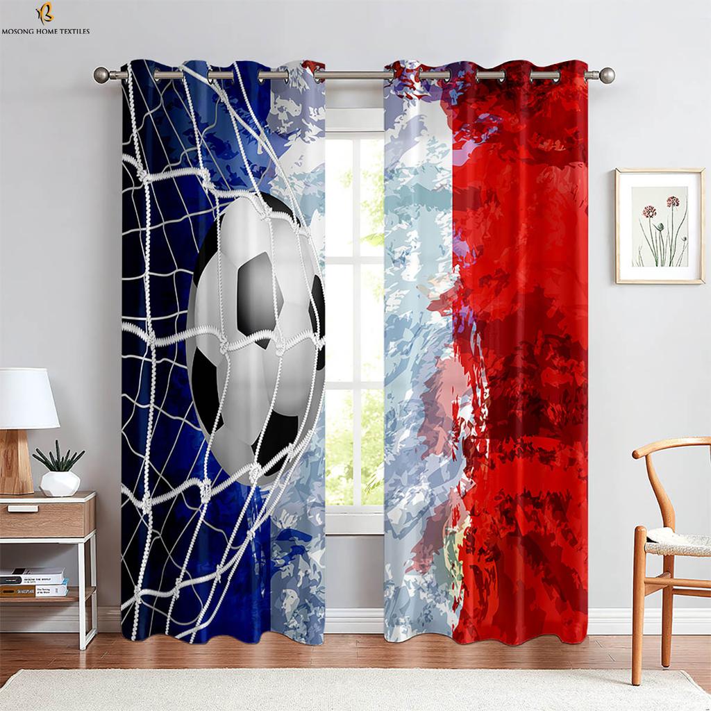 Разбейте кирпичную стену Крутой футбол 3D Печатные шторы Детская комната Гостиная Кухня Спальня Декоративные шторы 2 шт.