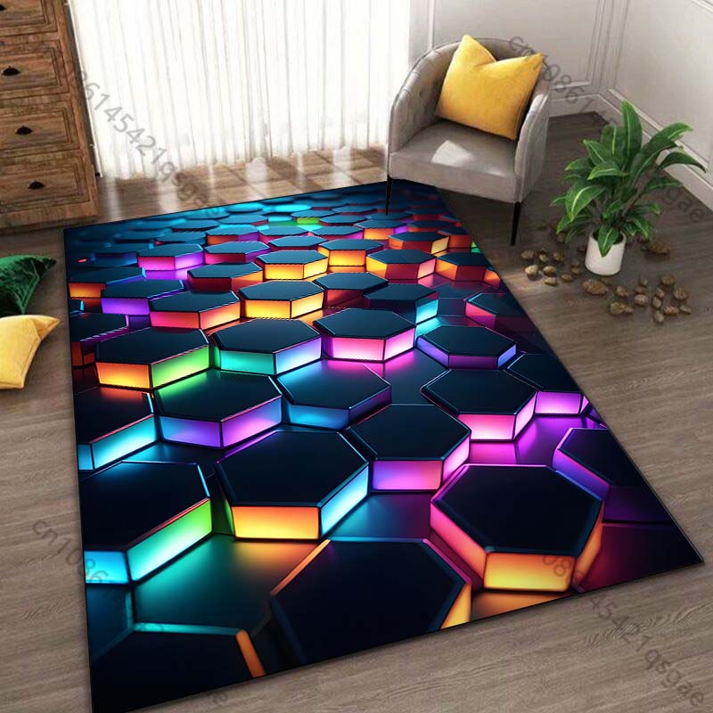 Ковер с 3D-печатью цветных кубов для гостиной, спальни, прикроватной зоны, ванной комнаты, коврик для пола, ковер для зоны, прочный коврик для дивана, домашний декор, большой размер
