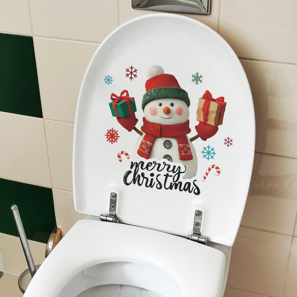 Персонализированные Рождественские Снеговик Снежинка Подарки и Английский Слоган Наклейки для Украшения Ванной Комнаты