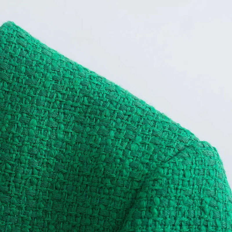 Женские юбки из зеленого твида Faldas Mujer Застежка-молния Круглый вырез Однотонный Однотонный Женские мини-юбочные комплекты