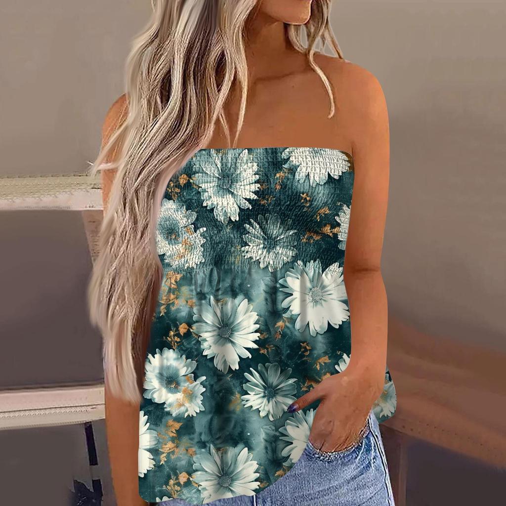 2024 топы для женщин, милая сексуальная футболка без рукавов с открытыми плечами и цветочным принтом