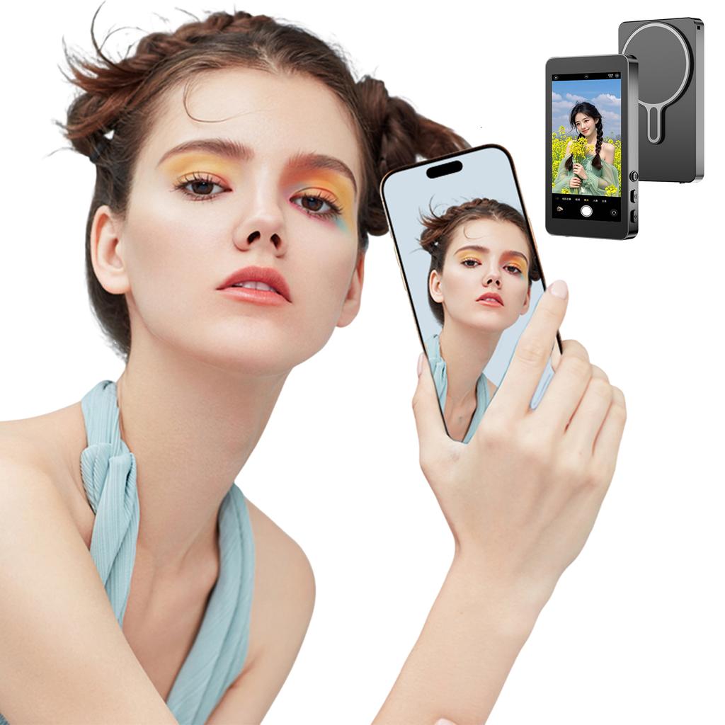 Magnetic Wireless Selfie Monitor Screen Phone Vlog Selfie Screen Rear Camera Monitor Screen for Android iPhone Cellphone