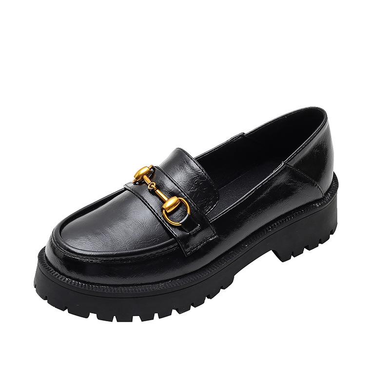 Женские маленькие кожаные туфли, женские туфли на высоком каблуке в британском стиле, женские туфли Мэри Джейн на массивном каблуке с круглым носком