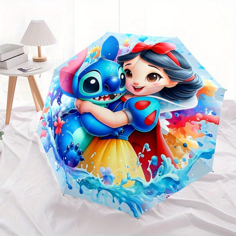 1pc Snow White and Stitch Pattern Umbrella, Fashionable, Personalized, High-Value Folding Umbrella, a Must-Have for Summer, 8-Rib Durable Ir