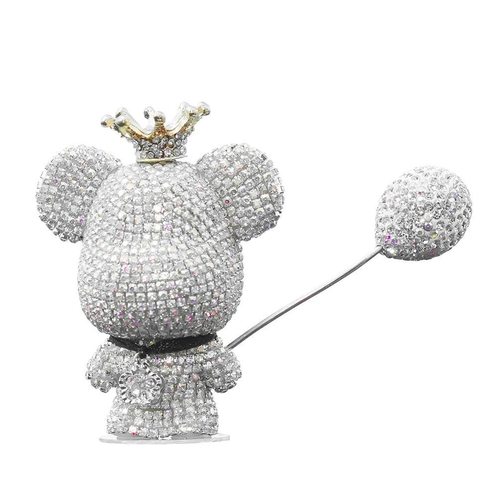 Милое украшение для салона автомобиля, украшение в виде медведя из стразов для приборной панели автомобиля, кукла-шар, украшение для украшения комнаты, подарок на стол