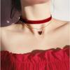 Fashion Korean Flannel Sexy Short Love Pendant Necklace for Women Black Two-layer Choker Party Jewelry Gift