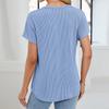 Women's Fashion Solid Color U Neck Short Sleeved Pullover Casual T-shirt Top