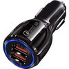 Car Charger - E.F.CONNECTION - Dual USB Port - Quick Charge 3.0 - 5V-24W - Black