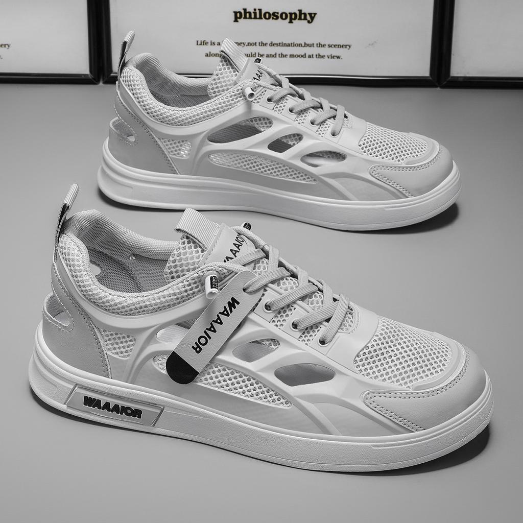 Новая мужская удобная спортивная обувь повседневная обувь дышащая удобная летняя новая с перфорацией универсальная белая сетка