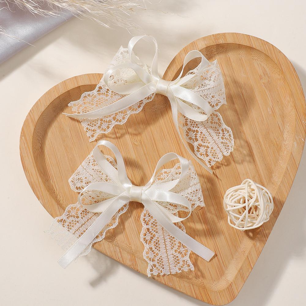 2pcs/set Lace Hair Bows Clip Cute Girls Hairpins Solid Hair Clips Barrettes Kids Headwear Hair Accessories Gifts