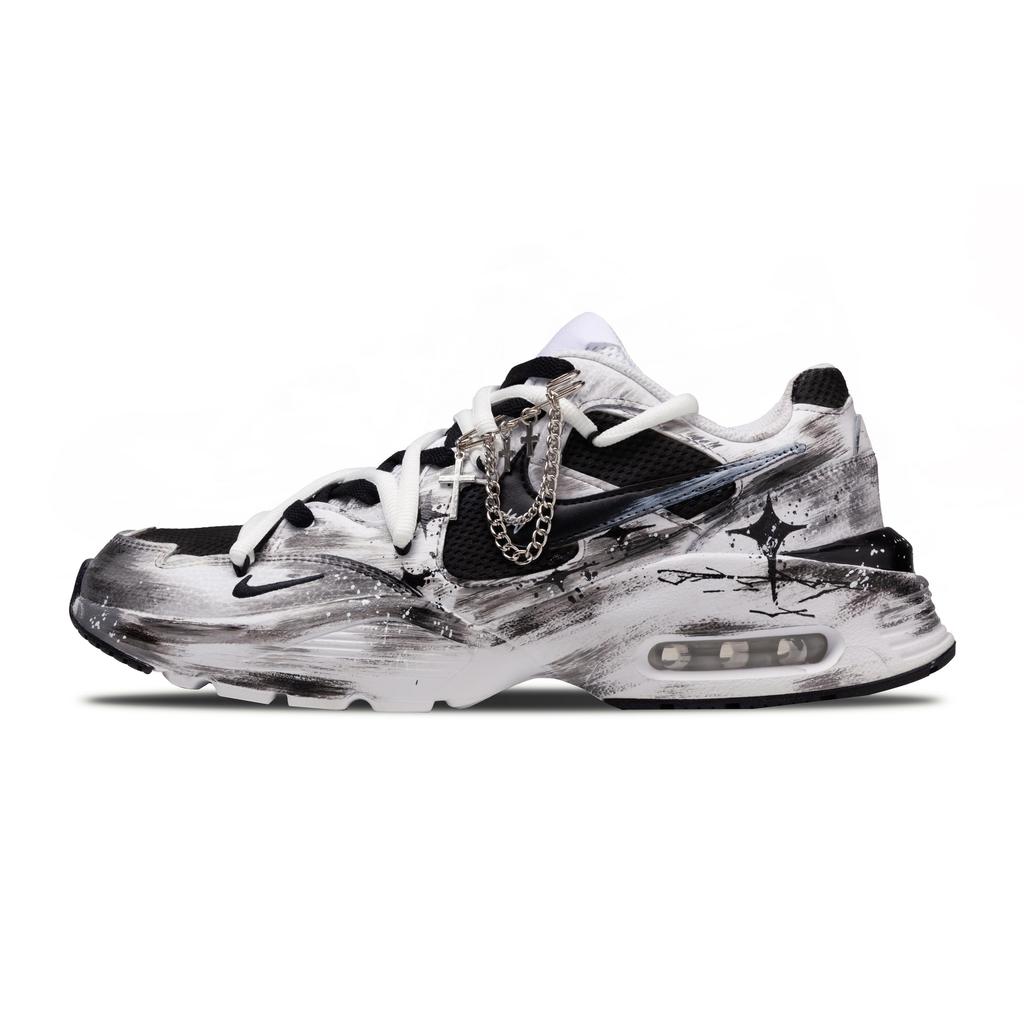 Nike Air Max Fusion Low top Running Shoes Unisex Black White CJ1670-102(Team1058)