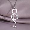 Stainless Steel Necklaces Trending Products Heart Cat Pendant Cute Choker Trendy Fine Chain Charms Necklace For Women Zircon
