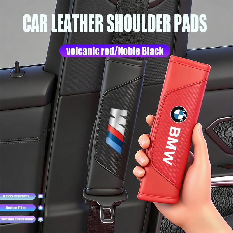 2Pcs Car Leather Seat Belt Shoulder Cushion Protective Cover Auto Tissue Box For BMW X1 X2 X3 X5 X4 X6 X7 iX3 F20 F10 F07 E GFTR32