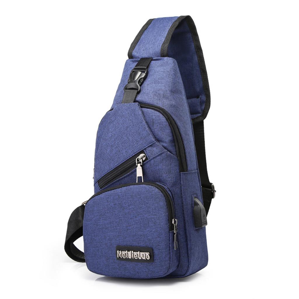 Fashion Sling Bag Men's USB Rechargeable Chest Bag Small Backpack Daypack