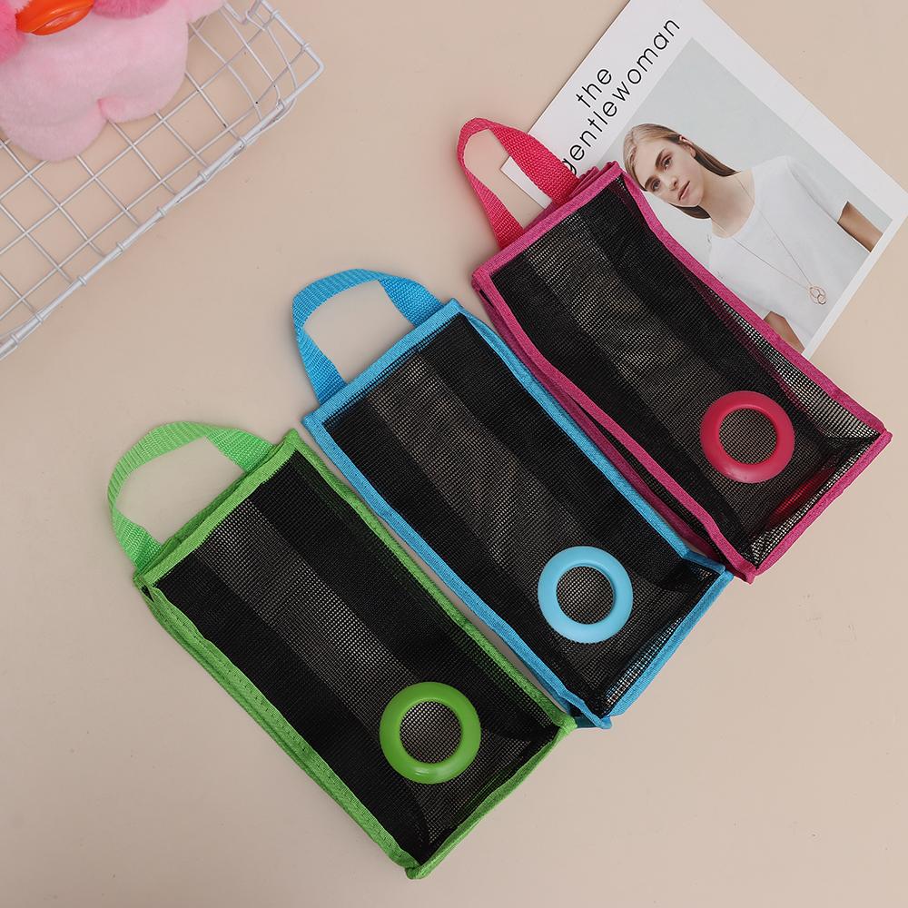 Kitchen Organizer Foldable Recycle Garbage Bag Storage Breathable Mesh Hanging Holder Plastic