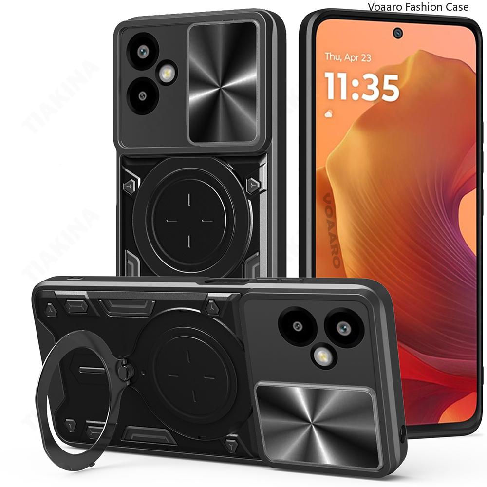 Slide Lens Armor Funda for Samsung Galaxy F06 5G Case for Samsung Galaxy M06 5G A06 4G A05 Case Magnetic Ring Stand Holder Cover