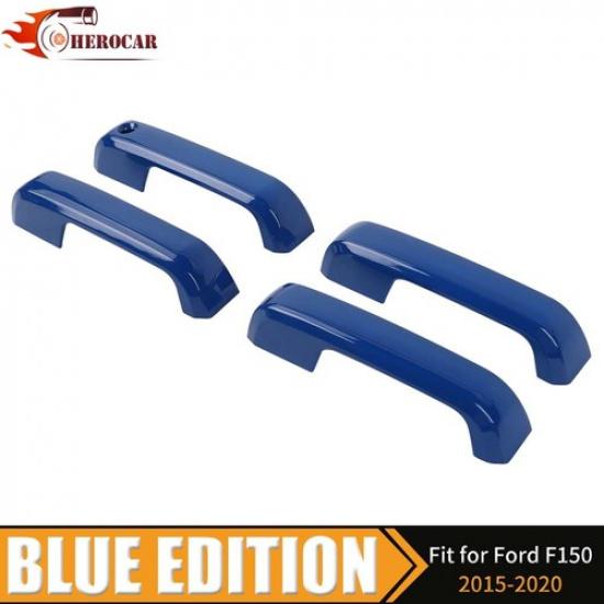 For 2015- FORD F150 F-150 4x Door Handle COVERS Bezel Trims No SMKH Blue Set