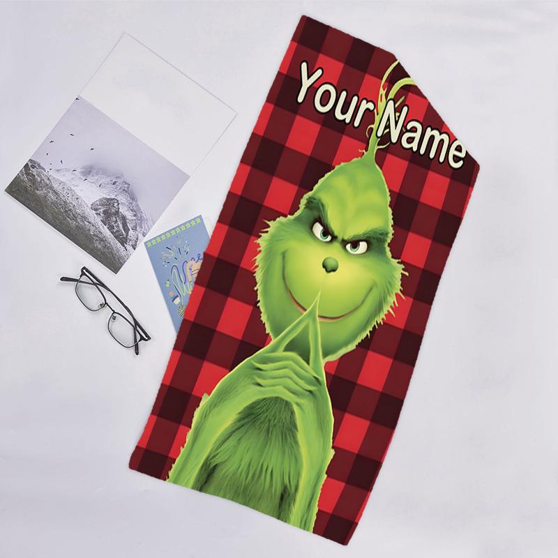 1pc Crunch Christmas2 Beach Towel with Custom Name, Beach/Swimming/Bath/Picnic/Camping Towel, Suitable for Seaside Beaches
