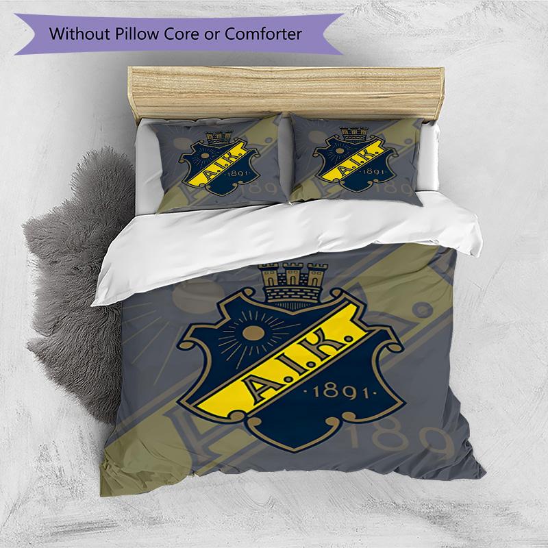 3pcs Duvet Cover Set (1*Duvet Cover + 2*Pillowcase, Without Core), AIK Fotboll Print Bedding Set, Bedroom Decor, All‑Season, Birthday Gift