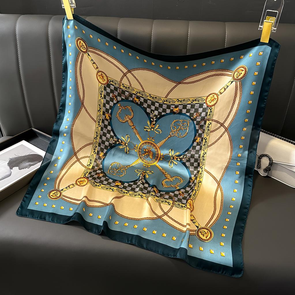 Luxury Square Silk Scarf for Women Hijab Hair Bands Neckerchief Female Satin Shawl Ribbon Headband Fashion Wraps Bandana