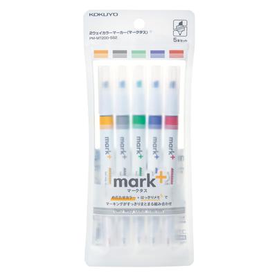 Набор хайлайтеров Mark+ 2-сторонних, 5 цветов, флуоресцентные ручки с двумя наконечниками