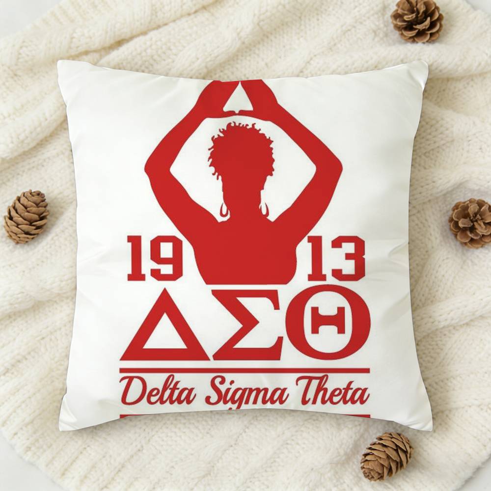 DDelta Sigma Theta Button Doublesided Printed Square Decorative Cushion Cover for Sofa Living Room Home Decor