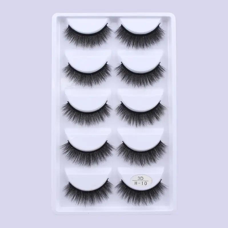 AMSNCN NEW 5Pair 100% Real 3D Mink Lashes Soft Natural False Eyelashes Makeup Long Eye Lashes Eyelash Extension CiliosH13mini