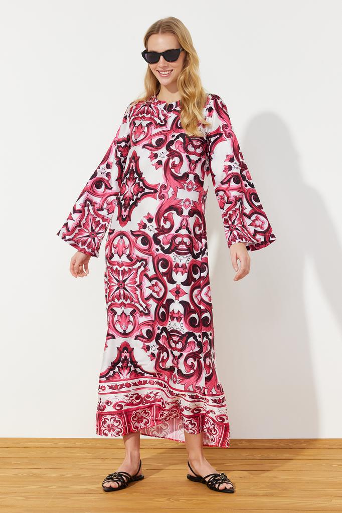 Женская мода новое вечернее платье в хиджабе синее атласное вечернее платье с этническим рисунком