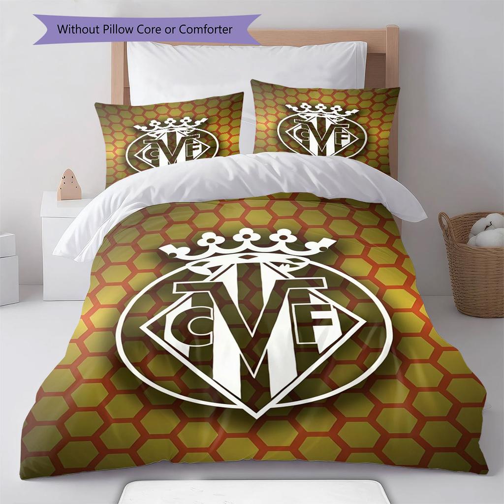 Villarreal logo Bedding Quilt Set Quilt Cover Pillowcase Home Decoration Birthday Gift (1 * duvet cover + 2 * pillowcase, without core)