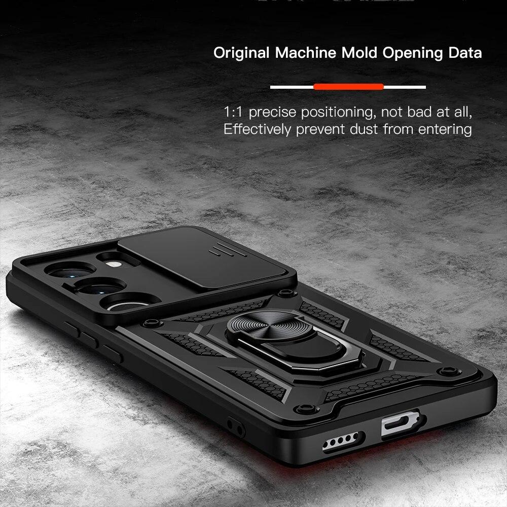 Shockproof Keysion For Armor Case Vivo V29e 5g Slide Camera Lens Protection Ring Stand Phone Cover For Vivo Y200 5g